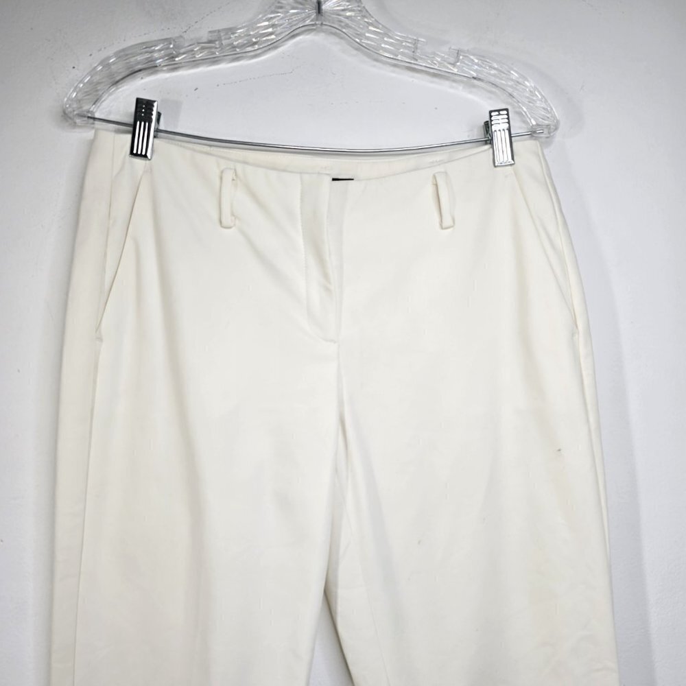 Theory Ivory White Straight Leg Ankle Length Trouser Pants - Picture 4 of 10